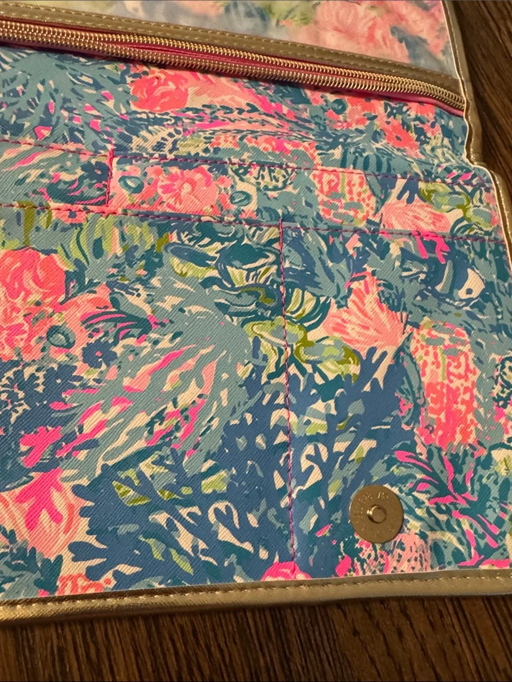 Lilly Pulitzer Colorful Floral Travel Case with Gold Trim